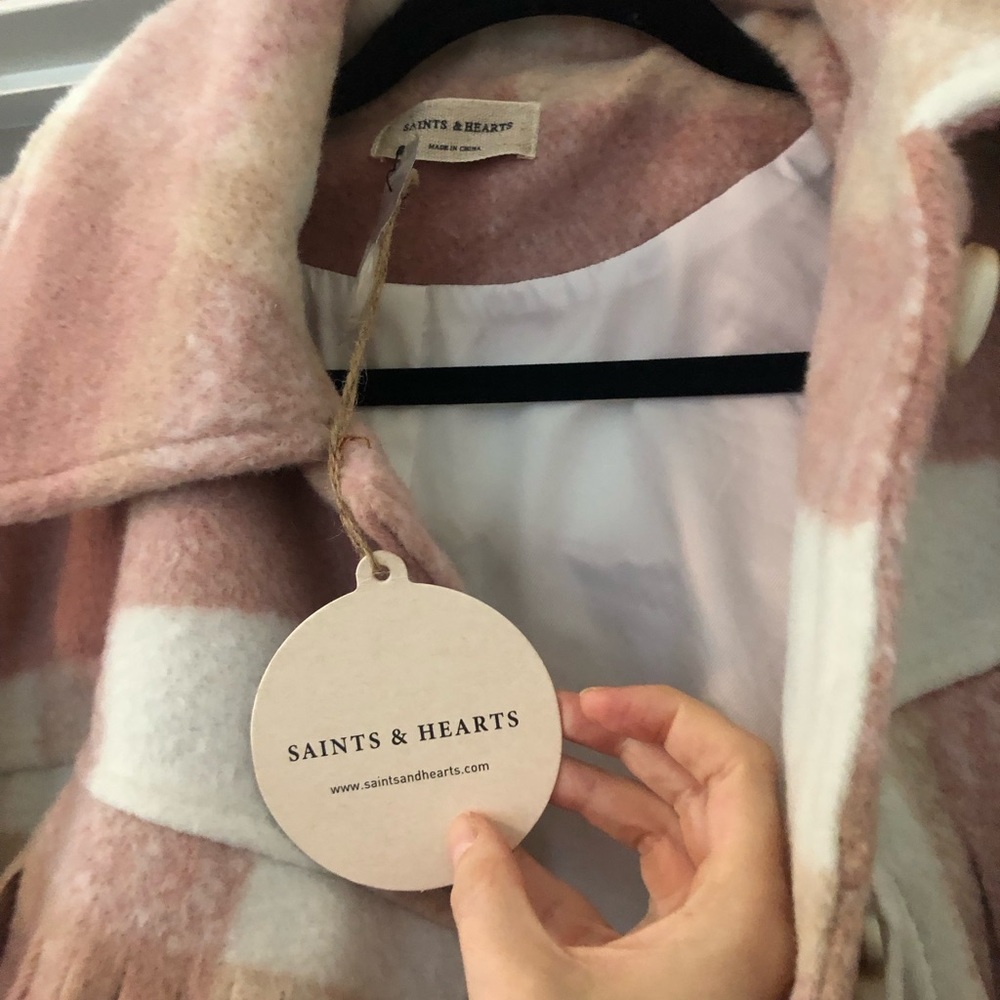 Blush Pink Plaid Shacket - Picture 2 of 4